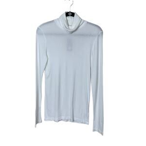 Splendid Long Sleeve Modal Supima Cotton Turtleneck White Large